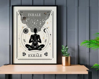 Inhale Exhale Mindfulness Print - Zen Yoga Room Decor - Spiritual Art - Neutral Decor