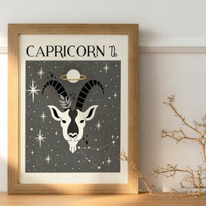 Zodiac Capricorn Print, Mystical Art, Tarot Card, Celestial Print, Gift for friend, Birthday Gift, Astrology Art, Star Sign, Boho Decor image 6