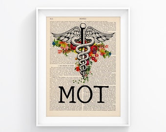 Master of Occupational Therapy Print, MOT Illustration, Therapy office, Medical School, Medical Student Gift, OT Graduation Vintage Print