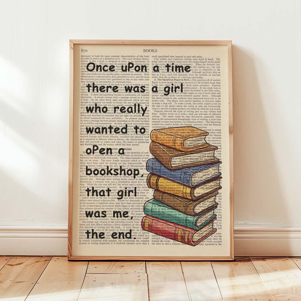 Book Lover Print, Stack of Books, Decorative Art, Vintage Book