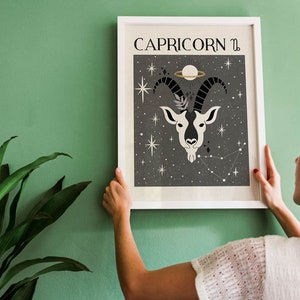 Zodiac Capricorn Print, Mystical Art, Tarot Card, Celestial Print, Gift for friend, Birthday Gift, Astrology Art, Star Sign, Boho Decor image 8