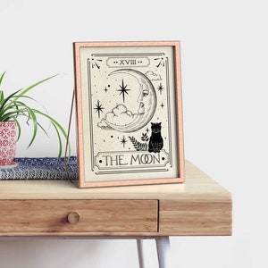 The Moon Tarot Card Print, Celestial Home Decor, Mystical Wall Art, Neutral Decor, Astrology Posters, Tarot Card, Celestial Print image 8