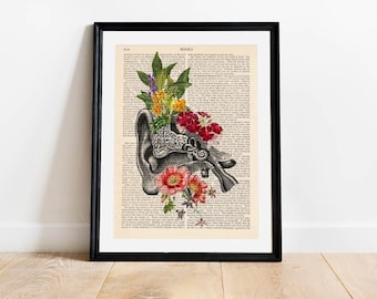 Outer Ear Anatomy Print, Audiology Gift, Audiology Office Decor, Hearing Doctor, Anatomy Illustration, Human Ear