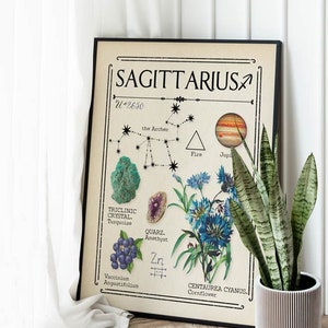Impression zodiaque sagittaire, carte de tarot, art astrologique, signe astrologique, déco bohème, impression céleste, cadeau pour un ami, idée anniversaire, art mystique