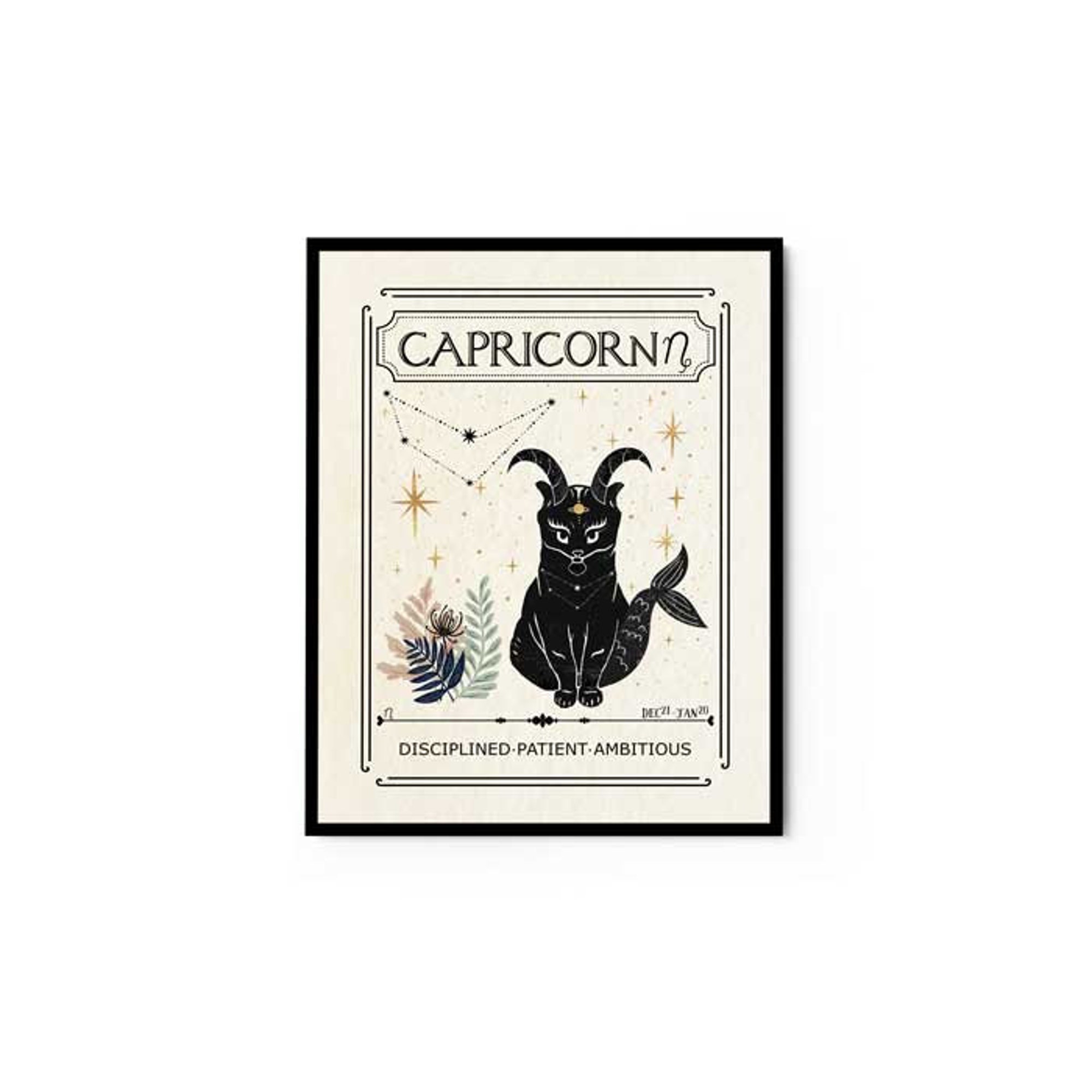Zodiac Capricorn Print Astrology Star Sign Celestial Mystical Art