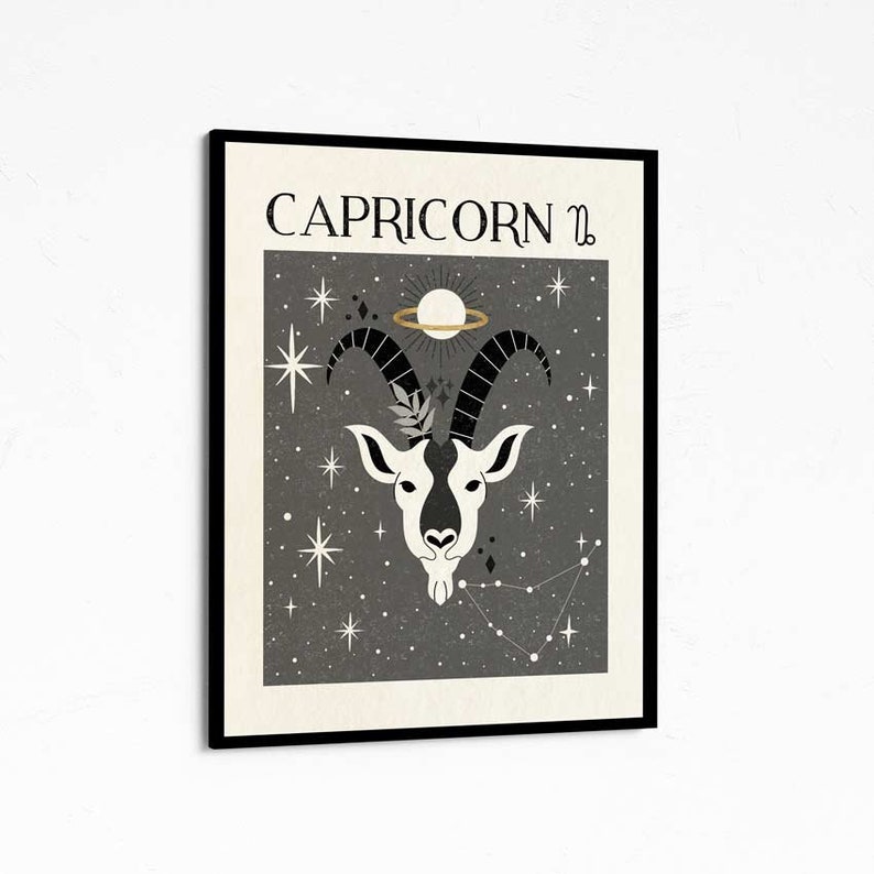 Zodiac Capricorn Print, Mystical Art, Tarot Card, Celestial Print, Gift for friend, Birthday Gift, Astrology Art, Star Sign, Boho Decor image 9