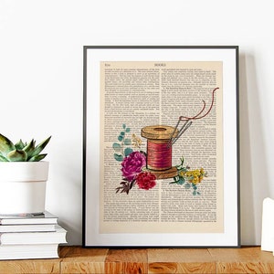 Needle and Thread Spool Print, Sewing Gift, Sewing Print, Seamstress Gift, Craft Room Decor, Sewing Art, Sewing Room Decor, Sewing Wall Art