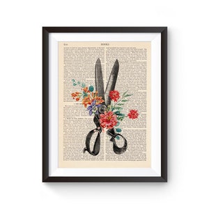 Sewing Scissors Print, Sewing Gift, Seamstress Gift, Craft Room Decor, Sewing Art, Needlework, Sewing Wall Art, Dressmaker Shears