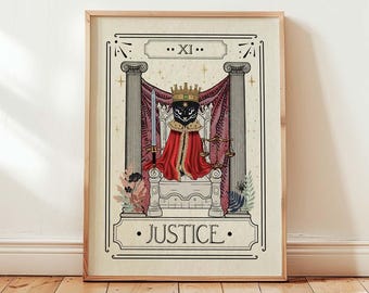 The Justice Tarot Card Print, Cat Taro wall decor