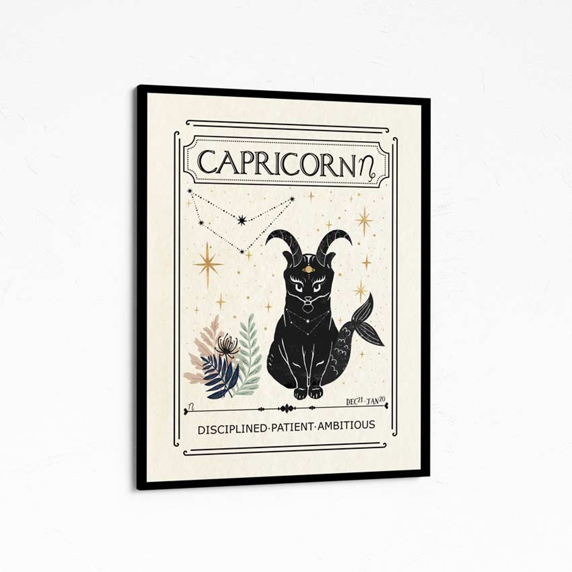 Zodiac Capricorn Print Astrology Star Sign Celestial Mystical Art