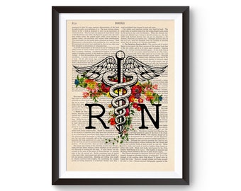 Registered Nurse, RN Caduceus Print, Medical Print, Nurse Graduation Gift, Medical school, Registered Nurse, Nurse Gift, Nurse Appreciation