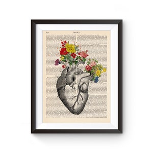 Heart Anatomy Print, Medical Print, Vintage Book Illustration, Cardiologist Gift, Medical Student, Graduation Gift