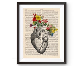 Heart Anatomy Print, Medical Print, Vintage Book Illustration, Cardiologist Gift, Medical Student, Graduation Gift