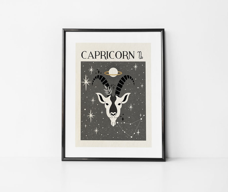 Zodiac Capricorn Print, Mystical Art, Tarot Card, Celestial Print, Gift for friend, Birthday Gift, Astrology Art, Star Sign, Boho Decor image 10