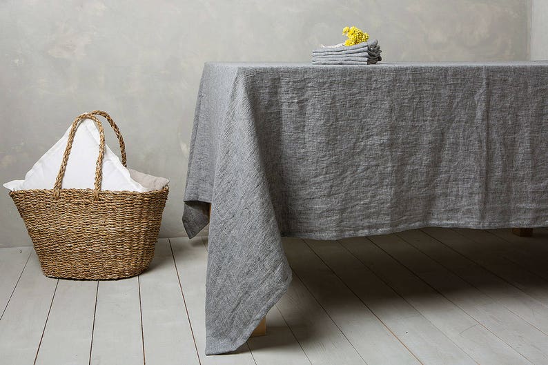 Linen tablecloth-Linen table cloth in Woodrose-Table linens-Tablecloth-Washed Linen tableloth-Large tablecloth Width 55 x Custom length . image 6