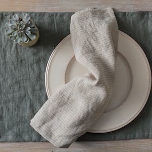Linen napkins- Striped linen napkins-Washed striped linen napkins 16.5’’x16.5’’(42x42cm)-Linen table-cloth napkins