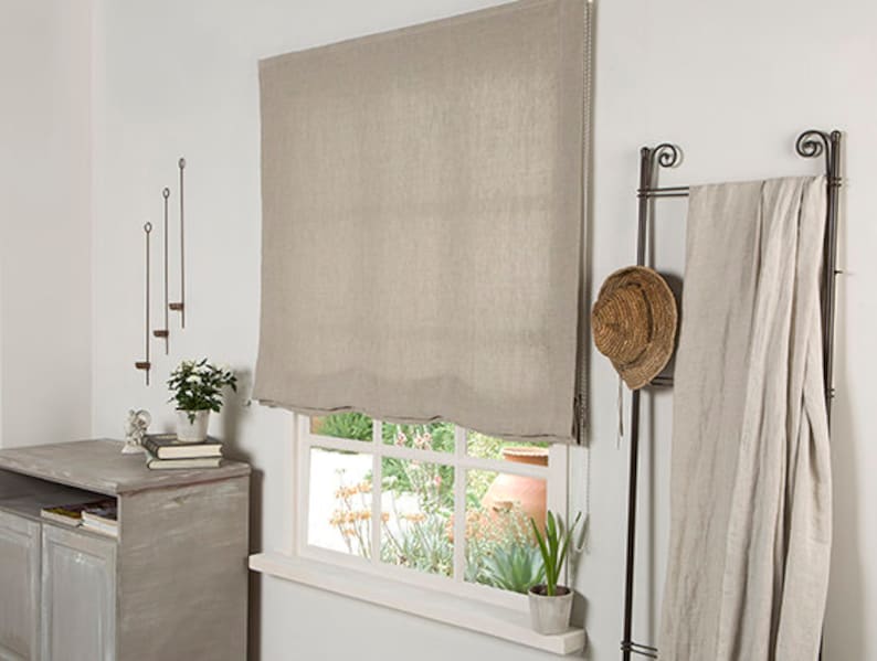 Linen Roman Blind Roman Blindlinen Roman Shade in Blue Etsy