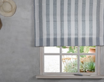 White size 120 x 140 cm Roman Blind with Loops Semi Transparent Batiste Fb 