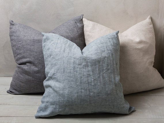 Linen pillowcase-Linen pilow cover -Decorative pillow-Stonewashed pillowcase-Lumbar pillow covers.
