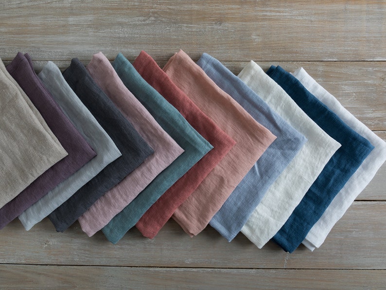 Linen Napkins Set of 468 Washed natural linen napkins Etsy