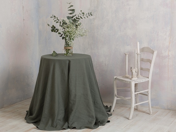 Linen tablecloth-Round Linen tablecloth-Extra Large Round Tablecloth in Sage green- Table linens-Tablecloth-Washed Linen tableloth.