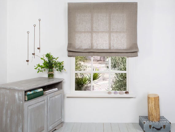 Linen Roman Blind - Roman Blind -Roman Shades-Linen Plain fabric -Hardware is Included- Made to Measure Roman Blind- Custom Roman Shade.