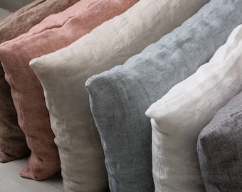 Linen pillowcase-Stone washed Linen pillow cover- Linen pillow sham.