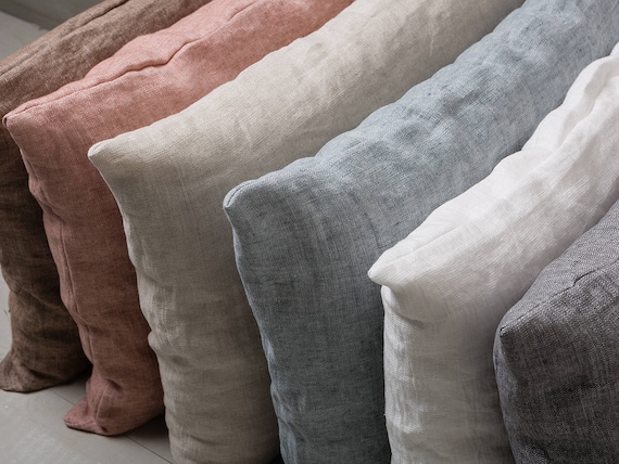 Linen pillowcase-Stone washed Linen pillow cover- Linen pillow sham.