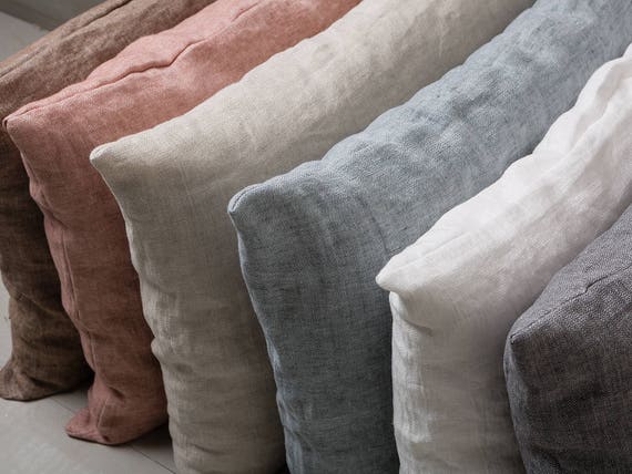 Linen pillowcase-Stone washed Linen pillow cover- Linen pillow sham.