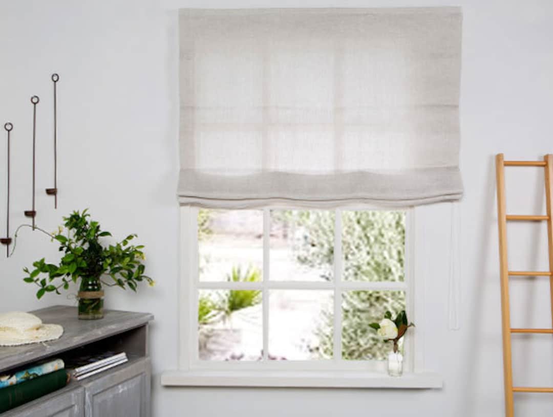 Linen Roman Blindroman Blind roman Shade in Beige Color Hardware is