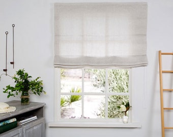 Linen Roman Blind-Roman Blind -Roman shade in Beige color- Hardware is Included -Hand made Linen Roman Shades - Custom Roman Shade.