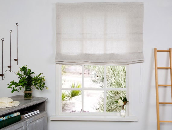 Linen Roman Blind-Roman Blind -Roman shade in Beige color- Hardware is Included -Hand made Linen Roman Shades - Custom Roman Shade.