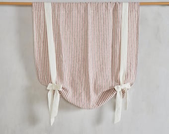 Rideau en lin - cantonnière en lin lavé - avec liens blancs. Lambrequin à nouer - Lambrequin de ferme français rustique - Traitement de fenêtre '' Décor de ferme "