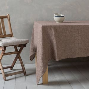 Linen tablecloth-Linen table cloth in Mocha Brown -Table linens-Tablecloth-Washed Linen tablecloth  width 55&#39;&#39;(140cm)xCustom lenght.