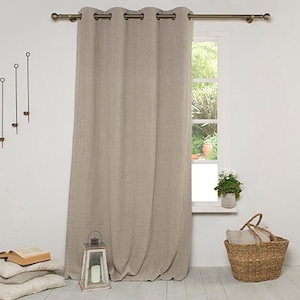 Linen Curtain-Linen Panel- Linen drape-Lined Linen Panel-Washed Linen Panel with Black out and bronze grommets-Width 53''x Custom length.