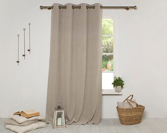 Linnen gordijn-linnen paneel - linnen gedrapeerd linnen paneel - gewassen linnen paneel met verduistering en bronzen doorvoertules - breedte 53''x aangepaste lengte.