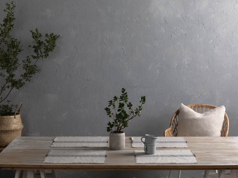 Linen Placemats Farmhouse Style Washed Linen Placemats Heavy Etsy