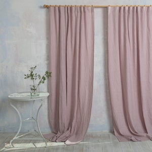 Linen Curtain Panel-Linen Drape-Washed Linen panel in dusty pink color-Linen CurtainWidth 53&#39;&#39;(135cm)xCust.length.