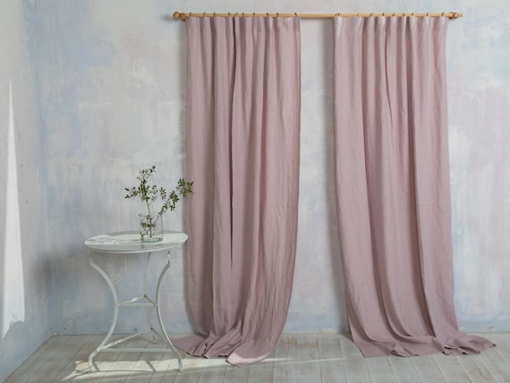 Linen Curtain Panel-Linen Drape-Washed Linen panel in dusty pink color-Linen CurtainWidth 53''(135cm)xCust.length.