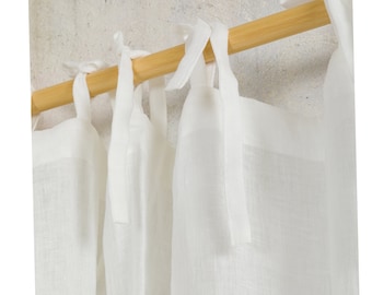 Linen curtains- Curtains-Linen Panels -Sheer Linen Curtains with ties top-Width 53''(135)xCust.length