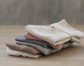 Linen Napkins-Washed Linen Napkins in White color 16.5’’x16.5’’(42x42cm) Set of 4-6-8-10. Wedding napkins. Exclusive washed linen napkins.