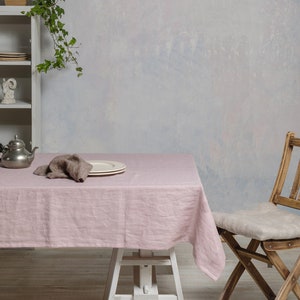 Linen tablecloth-Tablecloth-Table linens-Dusty pink tablecloth-Dining Linen Tablecloth- Width 55"(140cm) x Custom length.