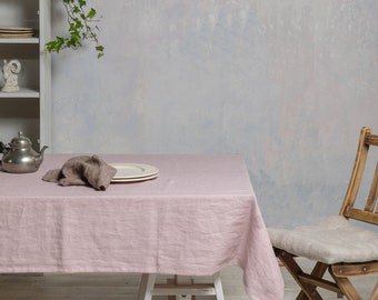 Linen tablecloth-Tablecloth-Table linens-Dusty pink tablecloth-Dining Linen Tablecloth- Width 55"(140cm) x Custom length.