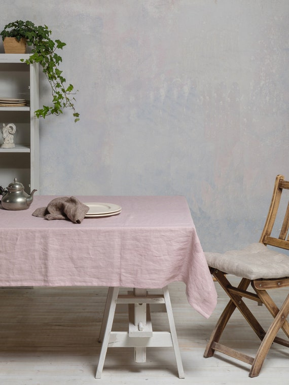Linen tablecloth-Tablecloth-Table linens-Dusty pink tablecloth-Dining Linen Tablecloth- Width 55"(140cm) x Custom length.