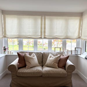 Linen Roman Blind-Relaxed Blind-Linen Roman shade in off white color-Hardware is Included - Made to Measure Roman Blind- Custom Roman Blind.