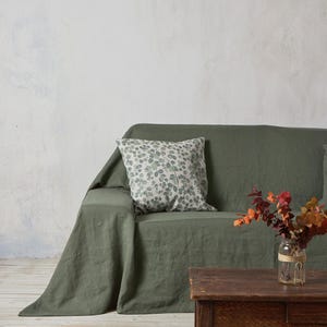 Linen couch cover- Linen sofa cover - Natural sofa cover- Washed linen sofa cover-Extra large bed cover -Linen couch slipcover, custom size.