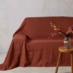 Linen couch cover- Linen sofa cover - Natural sofa cover- Washed linen sofa cover-Extra large bed cover -Linen couch slipcover, custom size.
