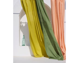 Linen Curtain Panel-Linen Curtain drape in many colors -Cunrtain with ties top-Width 55''(140cm) xCust.length