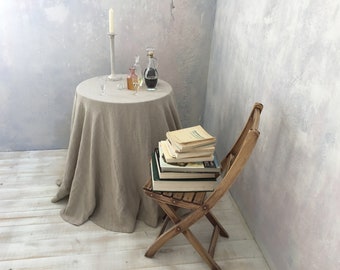 Linen tablecloth-Round Linen tablecloth-Extra Large Round Tablecloth in Natural color- Table linens-Tablecloth-Washed Linen tableloth.