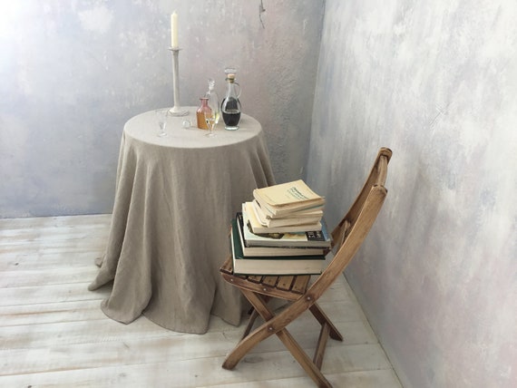 Linen tablecloth-Round Linen tablecloth-Extra Large Round Tablecloth in Natural color- Table linens-Tablecloth-Washed Linen tableloth.